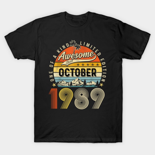 Awesome Since October 1989 Vintage 34th Birthday T-Shirt by louismcfarland